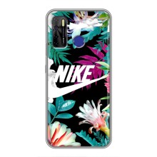 Силиконовый Чехол на TECNO Camon 15 Air с картинкой Nike (Цветочный Nike)