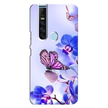 Чехлы с Цветами для TECNO Camon 15 Pro (VPrint) (Бабочка на цветочке)