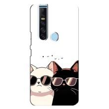 Чехол с рисунком кот на TECNO Camon 15 Pro – Коты в очках