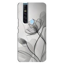 Чехол с цветочным принтом на Техно Камон 15 Про – Черные цветы