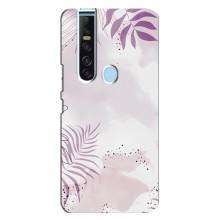 Чехол с цветочным принтом на Техно Камон 15 Про – Фиолетовые листья