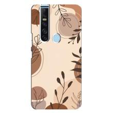 Чехол с цветочным принтом на Техно Камон 15 Про – Коричневые цветы