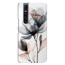 Чехол с цветочным принтом на Техно Камон 15 Про – Цветы на белом