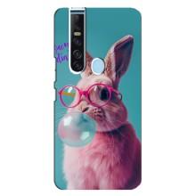 Чехол с принтом стильные животные для Техно Камон 15 Про – Кролик в очках