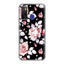 Чохли з квітами для TECNO Camon 15 (VPrint) (Квіти на чорному)