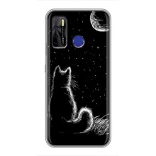 Чохол з принтом для TECNO Camon 15 (AlphaPrint) Модні коти (Котик і місяць)