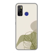 Силиконовый чехол с принтом в цветах на TECNO Camon 15 – Монстера зелёная