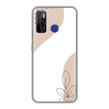Силиконовый чехол с принтом в цветах на TECNO Camon 15 – Нюдовый дизайн