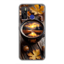Чехол с уникальным дизайном «Осень с кофе» для TECNO Camon 15 – Тёмный кофе