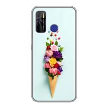 Чехлы с тематикой "ЦВЕТЫ" на TECNO Camon 15 (Цветок-мороженное)