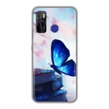 Силиконовый бампер с картинкой животных для TECNO Camon 15 (Бабочка синяя)