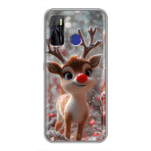 Яркий чехол для TECNO Camon 15 с Зимними Оленятами