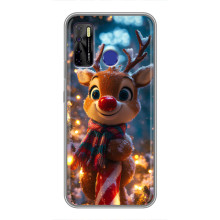 Яркий чехол для TECNO Camon 15 с Зимними Оленятами (Олень в шарфе)