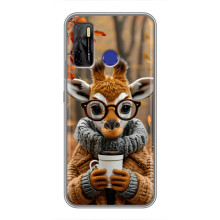 Печатный чехол «Зверята с кофе» для TECNO Camon 15 – Жираф с кофе