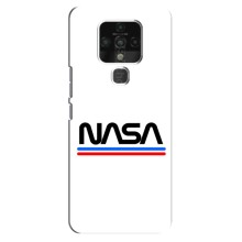 Силіконовый бампер з принтом "Наса" на TECNO Camon 16 Pro (NASA на білому тлі)