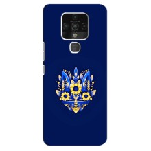 Чохол з картинкою (Патріотичний ГЕРБ) на TECNO Camon 16 Pro (Герб в квітах)