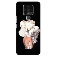 Чехлы (ART) Цветы на TECNO Camon 16 (VPrint) (Белые цветы)