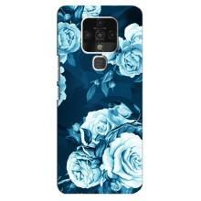 Чехлы (ART) Цветы на TECNO Camon 16 (VPrint) (Голубые Бутоны)