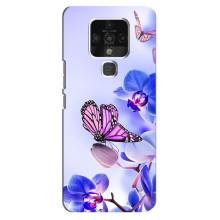 Чехлы с Цветами для TECNO Camon 16 (VPrint) (Бабочка на цветочке)