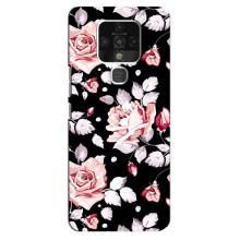 Чехлы с Цветами для TECNO Camon 16 (VPrint) (Цветочки на черном)