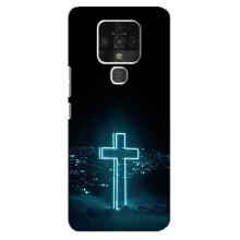 Чехол для TECNO Camon 16 (AlphaPrint) - (Христианские) (Крест и город)