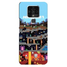 Чехол Майнкрафт на TECNO Camon 16 (AlphaPrint) Minecraft (фон Minecraft)