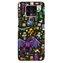 Чехол Майнкрафт на TECNO Camon 16 (AlphaPrint) Minecraft (Коллаж Майнкрафт)