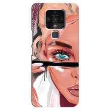 Чехол с печатью для TECNO Camon 16 - (Мода) (AlphaPrint) (Макияж)