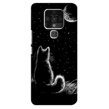 Чехол с принтом для TECNO Camon 16 (AlphaPrint) Модные коты (Котик и луна)