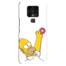 Чехол с Симпсонами для TECNO Camon 16 (VPrint) (Гомер с пончиком)