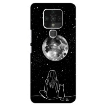 Чехол с рисунком кот на TECNO Camon 16 (Девушка с котом)