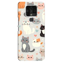Чехол с рисунком кот на TECNO Camon 16 (Коллаж котов)