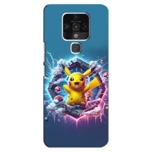 Чехол с Пикачу на TECNO Camon 16 (Лого Пикачу)