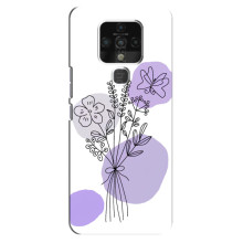 Силиконовый чехол с принтом в цветах на TECNO Camon 16 – Фиолетовый букет
