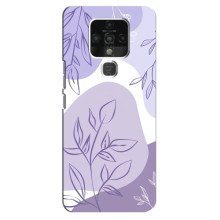 Силиконовый чехол с принтом в цветах на TECNO Camon 16 – Фиолетовый дизайн