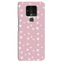 Чехол с розовым рисунком для TECNO Camon 16 (Сердечки на розовом)