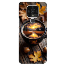 Чехол с уникальным дизайном «Осень с кофе» для TECNO Camon 16 – Тёмный кофе