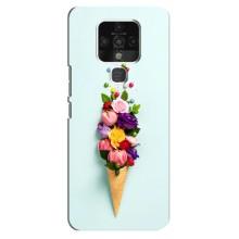 Чехлы с тематикой "ЦВЕТЫ" на TECNO Camon 16 (Цветок-мороженное)