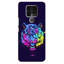 Силиконовый бампер с картинкой животных для TECNO Camon 16 (Тигр-Арт)