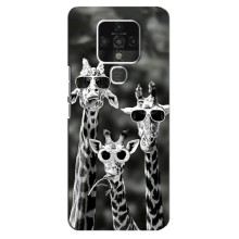 Силиконовый чехол с КАРТИНКАМИ лето для TECNO Camon 16 (AlphaPrint) (Жирафы в очках)