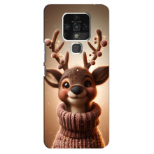 Яркий чехол для TECNO Camon 16 с Зимними Оленятами – Олень в свитере