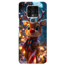 Яркий чехол для TECNO Camon 16 с Зимними Оленятами – Олень в шарфе
