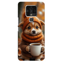 Печатный чехол «Зверята с кофе» для TECNO Camon 16 – Песик с кофе