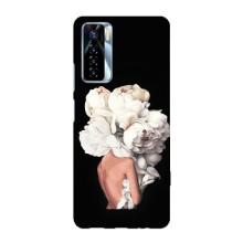 Чехлы (ART) Цветы на TECNO Camon 17 Pro (VPrint) (Білі квіти)