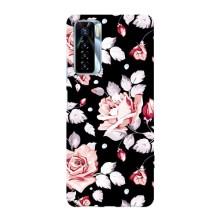 Чохли з квітами для TECNO Camon 17 Pro (VPrint) (Квіти на чорному)