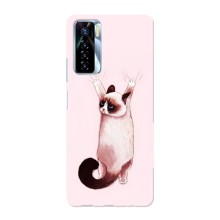 Чохол на ТЕКНО Камон 17 Про з Котиками (VPrint) (Котик падає)