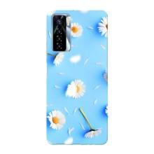 Чехол с Цветами для TECNO Camon 17 Pro (ромашки на голубом)