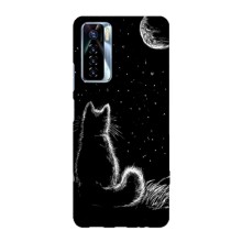 Чохол з принтом для TECNO Camon 17 Pro (AlphaPrint) Модні коти (Котик і місяць)