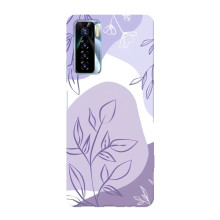Силиконовый чехол с принтом в цветах на TECNO Camon 17 Pro – Фиолетовый дизайн