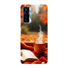 Чехол с уникальным дизайном «Осень с кофе» для TECNO Camon 17 Pro – Кофе и дождь